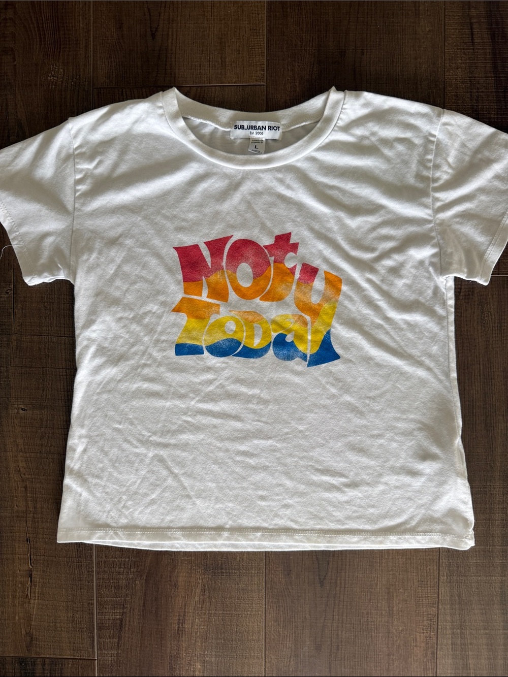 Sub_Urban Riot White Kids 'Not Today' Rainbow Graphic Tee